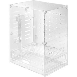 Clear Acrylic Bird Cage for Small Birds, Transparent Display Habitat for Canary, Parakeet - Easy to Clean & Assemble (9x12x15in)