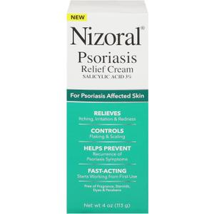 Nizoral Psoriasis Relief Cream, Maximum Strength, 4 Fl Oz, Relieves Itching, Irritation & Redness, Controls Flaking and Scaling, Salicylic Acid 3%