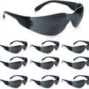 amoolo Tinted Safety Glasses Bulk of 24, Protective Safety Sunglasses, Dark Smoke Lenses for UV Protection, ANSI Z87.1 Impact Resistant Eye Protection for Work, Lab, Construction