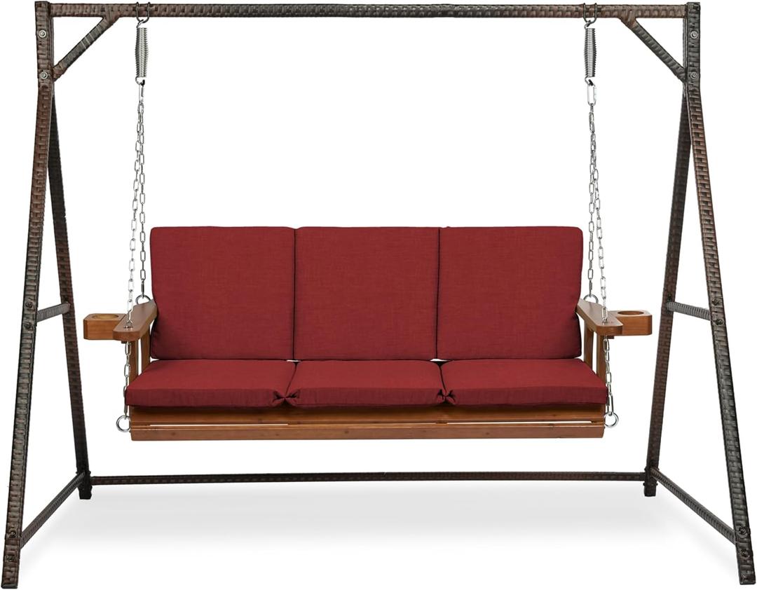 Arden Indoor/Outdoor Swing Cushion Set, 56 x 20, Water Repellent, Fade Resistant, Cushion Set for Swing or Bench Ruby Red Leala