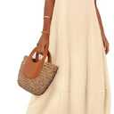 MEROKEETY womens Casual Maxi Sundress Soft (Apricot, L)