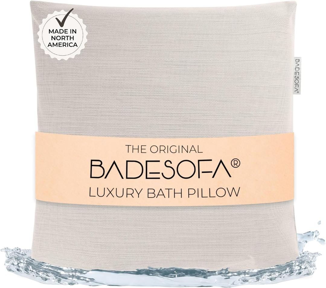BADESOFA Luxury Bath Pillow M - Lusciously Soft & Comfortable Tub Pillow for Bathtub - Washable & Quick-Drying Bath Back Pillow - Non-Slip Full Body Tub Pillow - Luxury Spa Cushion in Ivory Pearl
