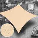 Royal Shade 14' x 14' Beige Square Waterproof Sun Shade Sail Canopy Awning, UPF50+ 98% UV Blockage & Water Resistant rsTADS14, Outdoor Backyard Patio Garden Carport (We Make Custom Size)
