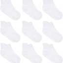 Zaples Baby Non Slip Grip Ankle Socks with Non Skid Soles for Infants Toddlers Kids Boys Girls (8-10 Years, White - 9 Pairs)