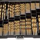 230 Pieces Titanium Twist Drill Bit Set, 135° Tip High Speed Steel, Size from 3/64" up to 1/2", Ideal Drilling in Wood/Cast Iron/Aluminum Alloy/Plastic/Fiberglass, with Hard Storage