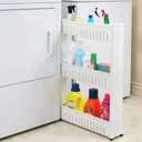 Narrow Sliding Storage Organizer Rack - Laundry/Bathroom/Kitchen Portable Storage Shelves