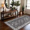 Washable 3x5 Entryway Area Rugs: Ultra Soft Low Pile Carpet for Kitchen Nursery Indoor Light-Weight Doormat Anti-Slip Cozy Rug for Living Room Bedroom Small Vintage Floor Mat Home Decor(3x5,Black)