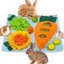 Rabbit Hay Feeder - Interactive Polar Fleece Pet Foraging Mat Toy Indoor for Guinea Pig Bunny Chinchillas Hamster Ferrets Small Animals - Anti Slip Feeding Mat Treat Dispenser Machine Washable