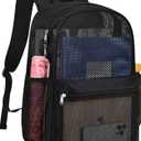 Paxiland Mesh Backpack Lightweight See Through College Student Backpack for Commuting Swimming Travel Beach Outdoor Sports - Black