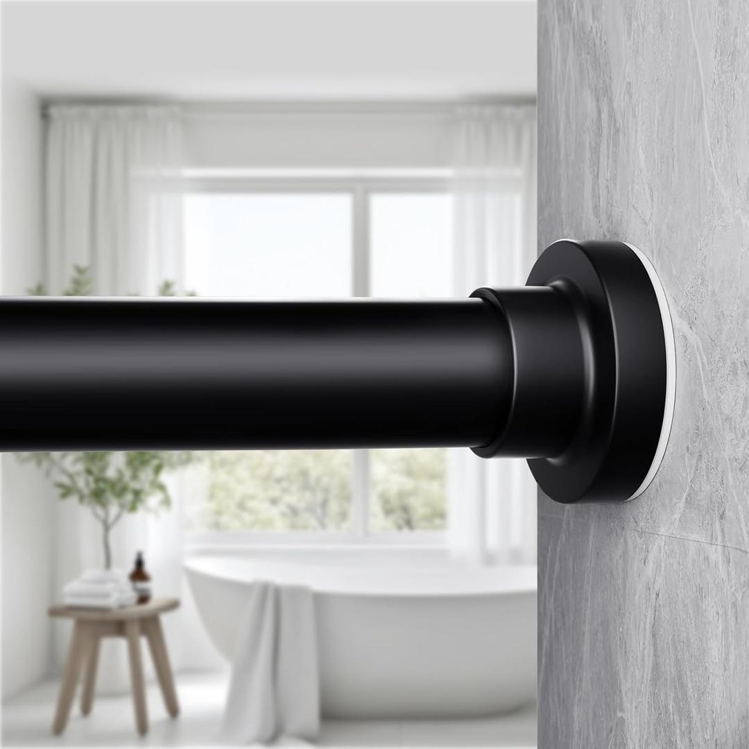 Tension Curtain Rod 17 To 83 Inch White Tension Rod 1" Diameter Heavy Duty Tension Shower Rod Adjustable Spring Curtain Rod No Drilling Stainless Steel For Windows Bedroom Closet Doorway Door Kitchen