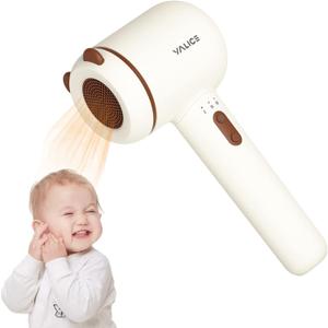 YALICE Cordless Hair Dryer for Baby and Kids, Portable Travel Blow Dryer with Gentle Airflow & Low Heat Ionic Care for Infant, 3 Speed Settings, Mini Rechargeable Hair Dryer with Charging Base, Khaki