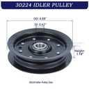 30224 Flat Idler Pulley Replaces Dixie Chopper 30224 Pulley, 30224 Idler Pulley, Rotary 9891 for Dixie Chopper X2400, LX200, LT2700, 42", 50", 60" and 73" Decks