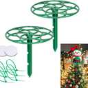 2Pcs Christmas Tree Topper Holder, Flat Base Holiday Universal Tree Topper Stabilizer, Green Support Rod with Adjustable attachments to stabilize Seasonal Treetop Ornaments (2, Small)