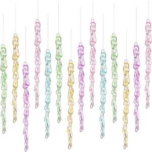 25 Pcs Pastel Candy Christmas Ornaments 5.25' Pastel Icicle Decoration for Christmas Tree Candy Crystal Tree Hanging Decor Land Party Supply Acrylic Clear Drop for Xmas Winter Decoration