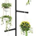 Hanging Plant Stand, Plant Hanger Indoor, Corner Hanging Plant Stand, Black Metal Holder for Bedroom, Living Room, Garden, Balcony (large)