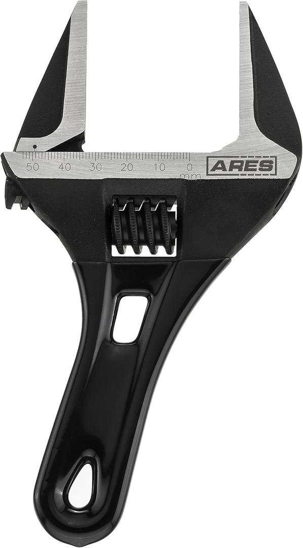 ARES 70303-53mm Stubby Adjustable Wrench - Stubby, Ultra Thin Design for Quick Access to Tight Spaces - Mouth is 30 Percent Deeper than Normal