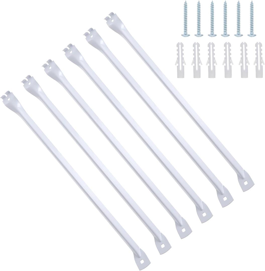 6 Pcs Support Brackets for Wire Shelving, 17 inches Closet Wire Shelf Brackets with Anchors and Pins for Installation