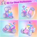 Unicorn Remote Control Car for Girls 3 4 5 6 7 8 Years Old, Birthday Gift | Pink Monster Truck with Colourful Light 360°Flip RC Stunt Car Rechargeable Kids Toy Present Juguete Carros Regalo Para Niñas