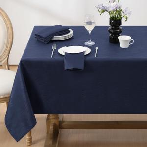 Softalker Jacquard Rectangle Tablecloth, Swirl Design Waterproof Stain Resistant Table Cover Wrinkle Free Heavy Weight Table Cloths for Dinner/Parties/Holiday - 60 x 104 Inch, Navy Blue (60 x 104 Inch, Navy Blue)