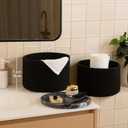 OIAHOMY Small Storage Baskets for Organizing,Closet Cube Shelf Storage, 9.89.87.1, Woven Cotton Rope Gift Baskets for Nursery,Cute Dog Toy bins, Round 3 Packs, Black