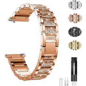 Jewelry Bling Bands Compatible with Fitbit Versa, Diamond Rhinestone Bracelet Metal Strap Replacement for Women (Rosegold)