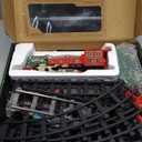 JUQU Electric Christmas Train Set for Kids Ages 3-8 – Remote Control Steam Locomotive Toy Train with Smoke, Lights, Sound & Tracks, Christmas Tree Train for Around or Under Tree