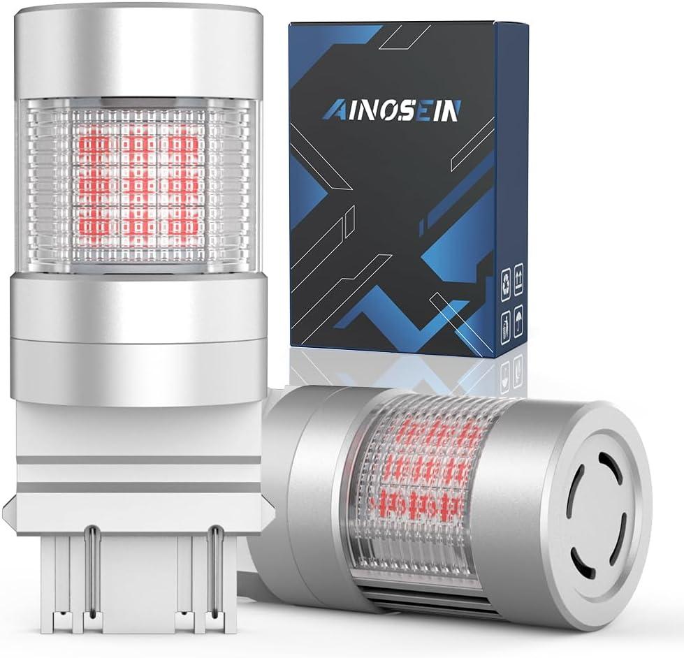 3156 3157 LED Bulb Red for Brake Light, 3157A Anti Hyper Flash Error Free Tail Light, 3057 4057 T25 Bulbs for 12-24V Car Truck Stop Lights, Fit CK & Standard Socket, 2 Pack