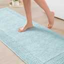 Madison Park Splendor Reversible 100% Cotton Tufted Bathroom Rug-3000 GSM Hotel Quality Luxurious Plush Medium Pile Bath Mat Absorbent, Quick Dry, Shower Room Dcor, 24x72, Blue