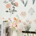 Safiyya Vintage Wallpaper Peel and Stick Floral Beige Contact Paper Roses Tulips Botanical Wall Paper Self Adhesive Farmhouse Removable Wallpaper for Bedroom Bathroom Vinyl Roll 17.3"x 78.7"