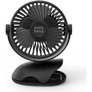 Minthouz Clip on Fan 360 Rotation Small Desk Fan, 7200mAh USB-C Rechargeable Portable Quiet Fan 4-Speed for Home, Office, Stroller, Camping, Gym & Outdoor