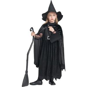 IKALI Black Witch Costume for Kids, Classic Black Witch Dress up for Girls Toddlers,  7-8Y