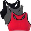 Fruit of the Loom Cotton Tank Bra for Women - Ultimate Comfort & Breathable Fit - Fashion Packs (48, Red Hot With Black/Charcoal/Black)