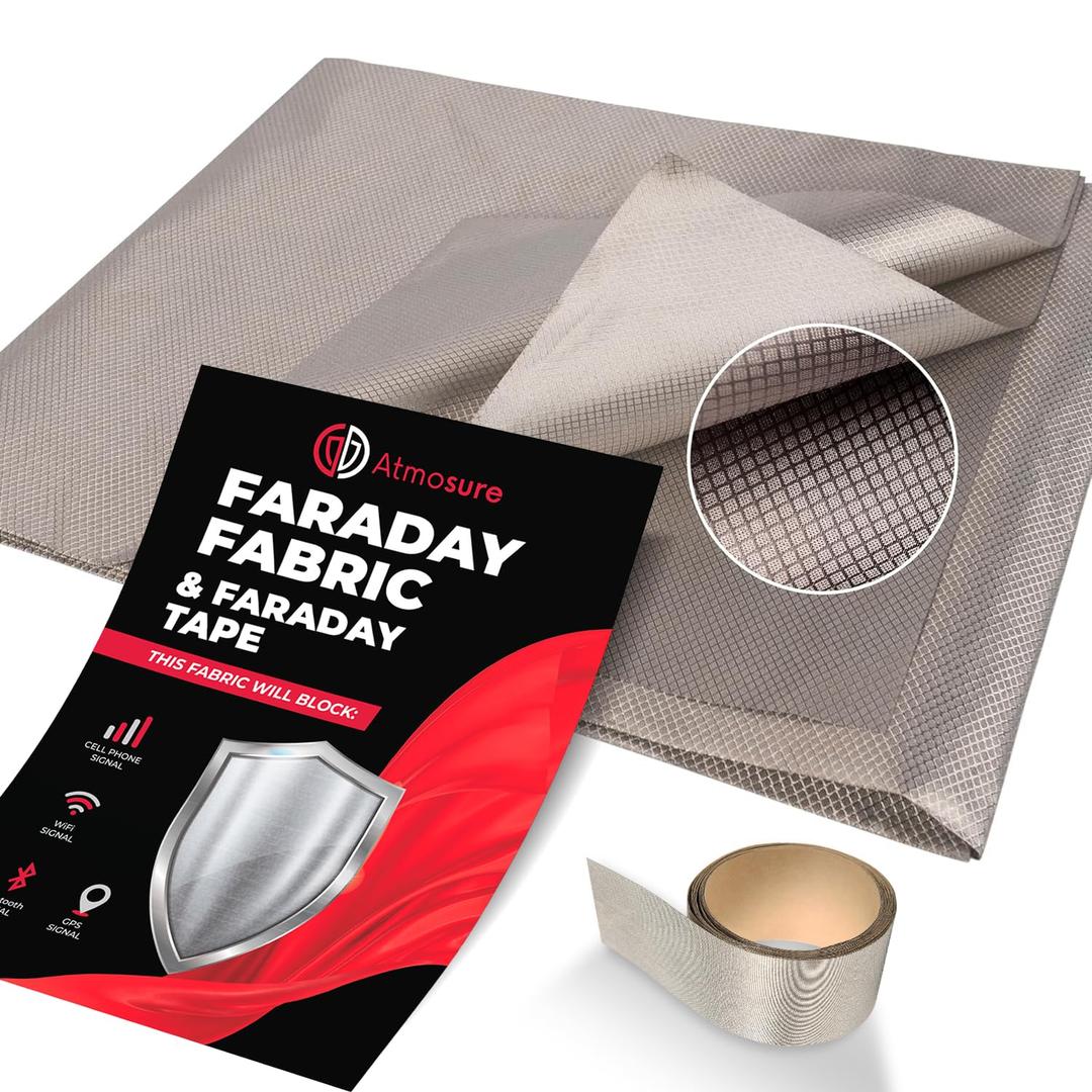 Atmosure Faraday Fabric & Tape Kit Military Grade DIY Faraday Bags 5G, EMP & EMF Protection EMF Blocker