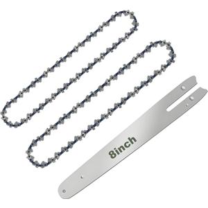 8 Inch Chainsaw Chain Replacement- 2 Chains and 1 Guide Bar for 8 Inch Mini Chainsaw with 45 Drive Links, Compatible with Cordless Electric Battery Powered Handheld Chainsaws
