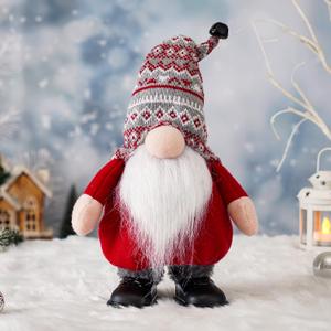 USILAND Christmas Gnome with Music, Singing Dancing Gnomes Decorations for Home, Winter Table Xmas Musical Holiday Gnome Gifts