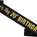 It’s My 70th Birthday Sash,70th Birthday Sash for Women,Glitter Letter 70th Birthday Sash for Girls,Happy 70th Birthday Party Decorations,Black and Gold