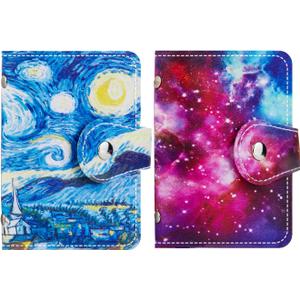 2 Pcs Credit Card Holder and business card holder Sd Card Holder Each Has 26 Card Organizers, 2024 New Credit Card Holders book for Men and Women. (Astral)