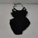 OQQ Women's One Piece Swimsuits Tummy Control High Waisted Cross Bathing Suit Wrap Tie Back 1 Piece Swimwear (Large, Black)