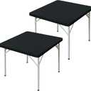2 Pack Square Fitted Tablecloth 34X34 Inch Stretch Spandex Card Table Cover Black Washable Cloth Elastic Table Topper for Indoor and Outdoor