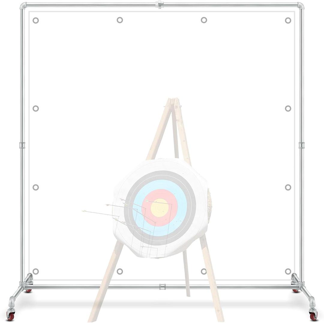Funnymoom Archery Backstop Stand with 4 Wheels, ONLY Stand for Netting Archery Galvanized Steel Netting Backstop Frame Suitable for Backyard Outdoor Shooting Practice