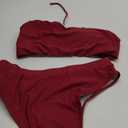 YACUN Women's High Waisted Bikini Swimsuit Two Piece Strapless Bandeau Cheeky Bathing Suits (Large, Wine)