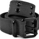 Boxed Gifts Parquet Casual Canvas Belt - Double Hole, Double Grommets for Men & Women (Black)
