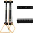 EXTCCT Pool Cue Rack Stick Holder - Wall Mount Billiards Pool Cue Rack Oak Solid Hardwood Pool Cue Set Holder for 6 Cues Sticks Storage Pool Table Accessories Equipment Organizer (Black)