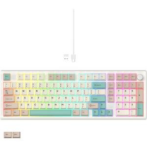 LUMI101 Wireless Mechanical Keyboard,Full-size keyboard with numeric keypadTri-Mode BT5.0/2.4GHz/USB-C Hot Swappable Custom Keyboard,RGB Backlit Computer Gaming Keyboards for PC/Tablet/PS/Xbox(Green)