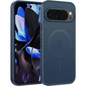 FNTCASE for Google Pixel 9 Case: Google Pixel 9 Pro Magnetic Matte Shockproof Rugged Translucent Phone Cover - Military Grade Drop Proof Sturdy Hard Slim Protective Cases (Blue/6.3 Inch)