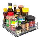 Pull Out Cabinet Organizer for Spices, Cans - Heavy Duty - Pull Out Spice Rack- Cabinet Pull Out Shelf for Cans,Dishes, Etc, 10"W x 10"D x 2-1/8 H, Chrome