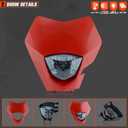Universal Dirt Bike LED Head Lamp - Motorcycle LED Headlights for Pit Bike ATV (Red)
