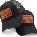 Mom and Dad Hats New Dad Mon Parents Gifts for Couples Fathers Day Embroidered Mesh Baseball Caps Black
