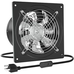 HG Power 10 Inch Metal Exhaust Fan with Switch, 988 CFM Powerful Garage Exhaust Fan with Damper, Potable Wall Mount Fan Fume Extractor Ventilation Fan for Shop, Shed, Basement, Chicken Coop, Black