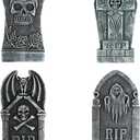 TOYMYTOY Halloween Foam Graveyard Decorations - Outside Tombstones & Yard Signs (4 Pack), RIP Gravestone & Haunted House Decorations